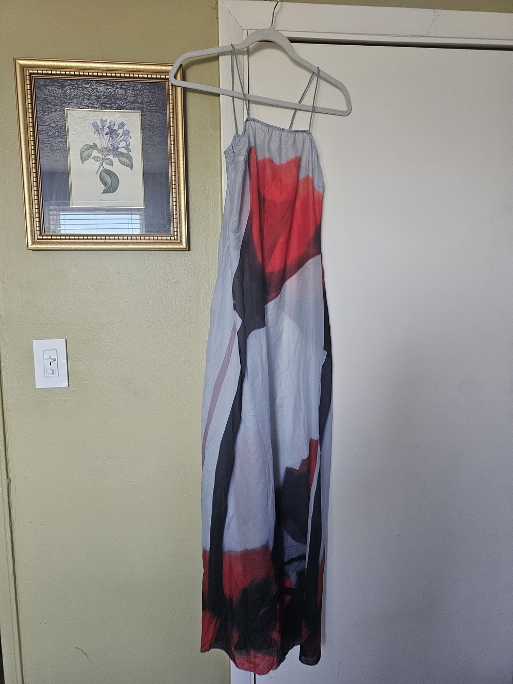 Lightweight Red & Black Floral Maxi Dress